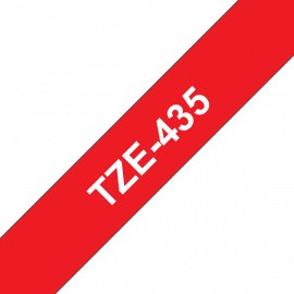 BROTHER TZ-435 картридж с ламинированной лентой шириной 12 мм (белый шрифт на красном фоне)