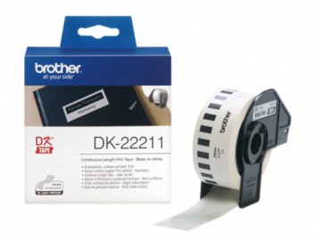 BROTHER DK22211 белая неразрезанная плёночная лента для наклеек (29 мм x 15,24 метра)
