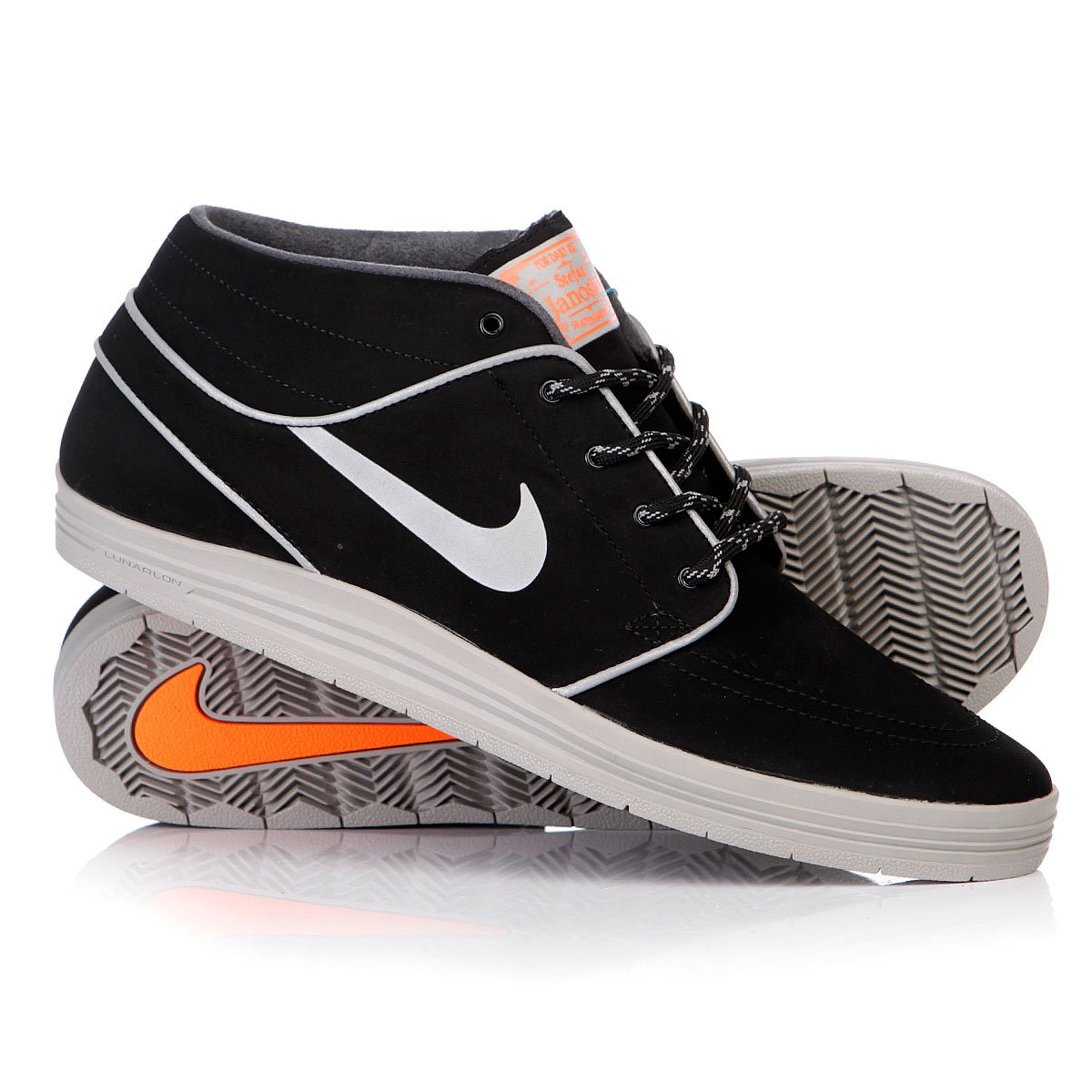 Купить кеды высокие Nike Lunar Stefan Janoski Md Shield Black/Reflect  Silver/Hyper Crimson (707228-006) в интернет-магазине Proskater.ru