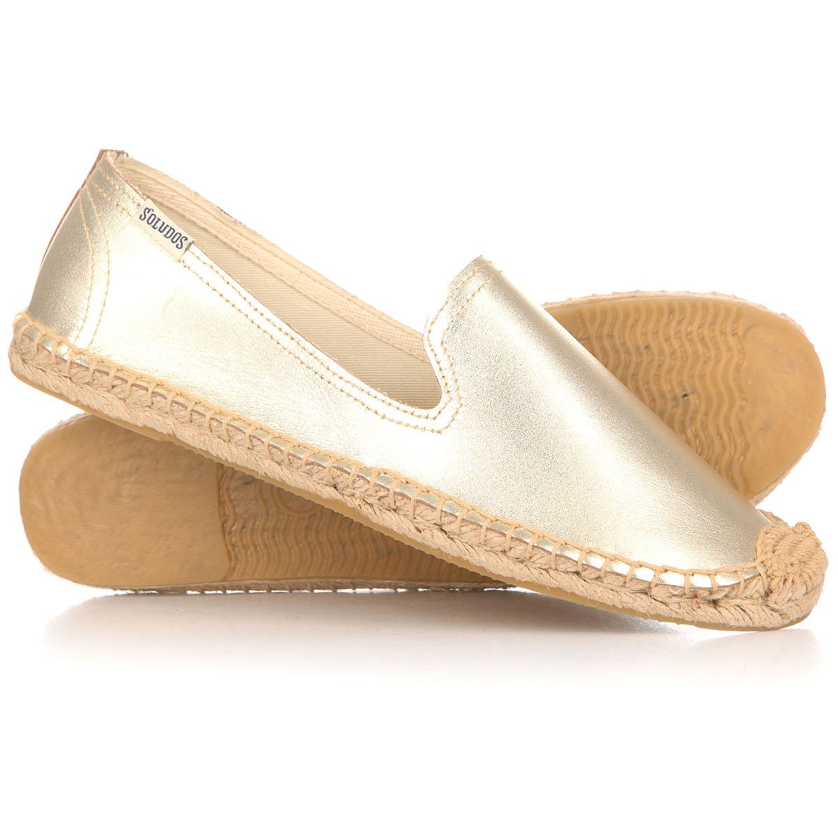 Купить слипоны женские Soludos Smoking Slipper Leather Metallic Platinum в  интернет-магазине Proskater.ru