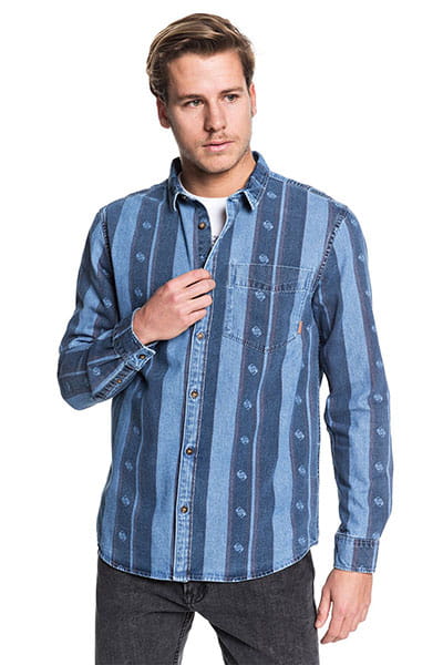 Синий мужская рубашка с длинным рукавом buffelo slopes