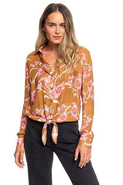 Коралловый женская рубашка с длинным рукавом suburb vibes