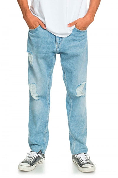 Темно-серые мужские укороченные джинсы high water blue rip