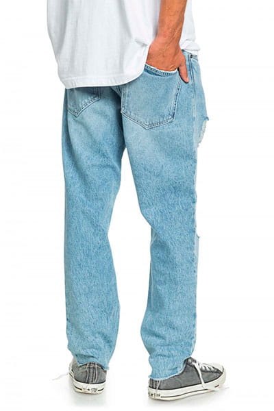 Светло-серые мужские укороченные джинсы high water blue rip