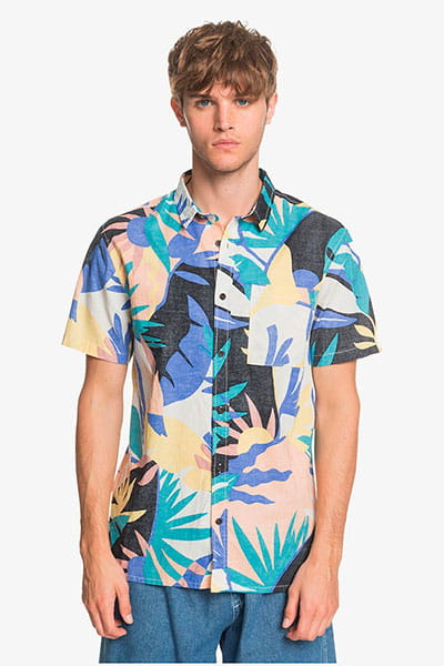 Мультиколор мужская рубашка с коротким рукавом tropical