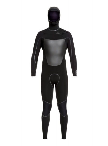 Темно-коричневый мужской гидрокостюм с капюшоном и молнией на груди 4/3mm syncro plus