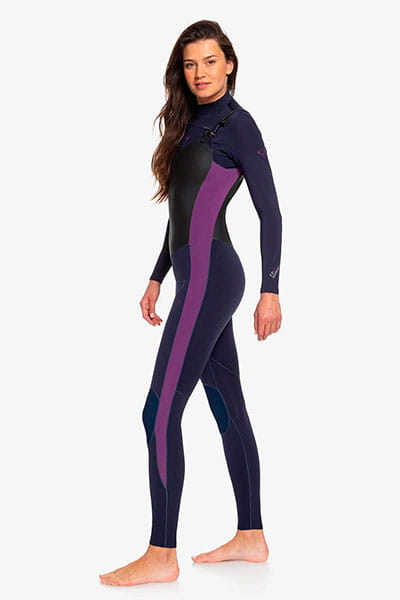 Фиолетовый женский гидрокостюм с молнией на груди 3/2mm performance