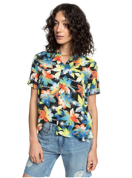 Персиковый женская рубашка с коротким рукавом quiksilver womens