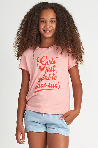 Розовый детская футболка girls want sun