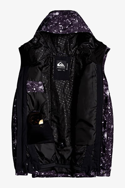 Муж./Сноуборд/Верхняя одежда/Куртки для сноуборда Мужская Сноубордическая Куртка QUIKSILVER Mission Printed True Black Woolflake