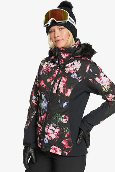 Жен./Сноуборд/Верхняя одежда/Куртки для сноуборда Женская Сноубордическая Куртка Roxy Jet Ski Premium True Black Blooming