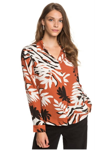Оранжевый женская рубашка с длинным рукавом white shadow