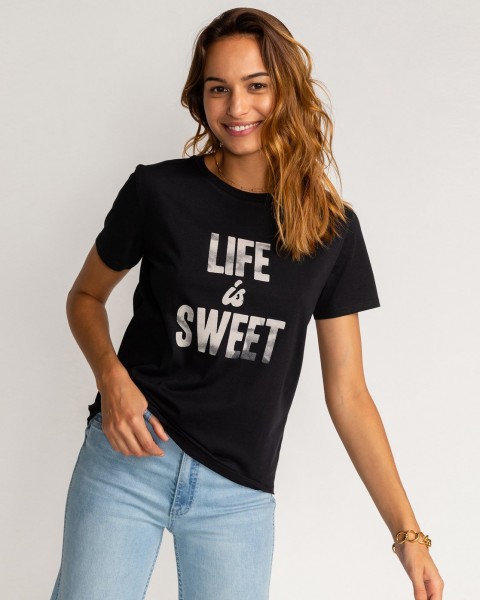 Темно-серый женская футболка life is sweet