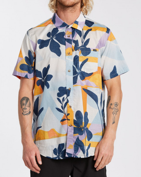 Коричневый мужская рубашка с коротким рукавом sundays floral