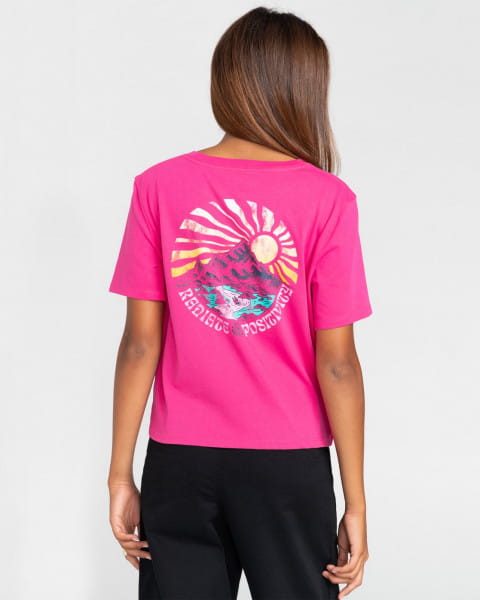 Розовый женская футболка positivity crop