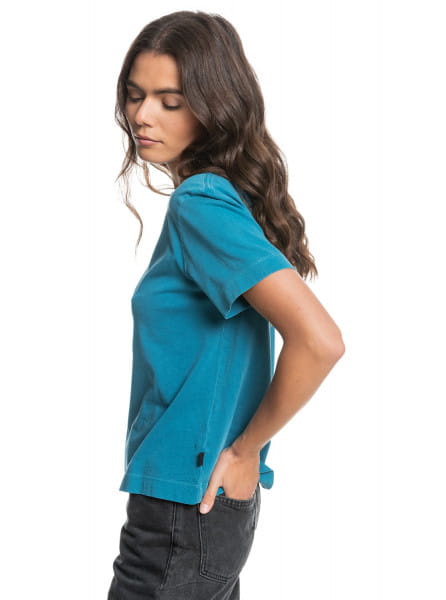 Голубой футболка из органического хлопка quiksilver womens