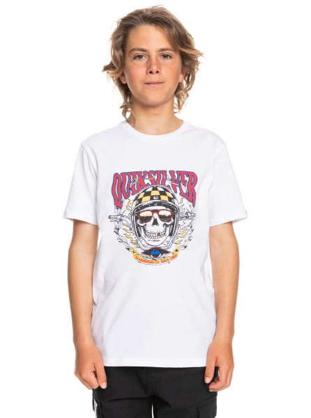 Белый детская футболка biker skull