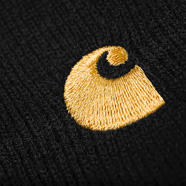  Carhartt WIP Chase Beanie (6 Minimum) BLACK / GOLD