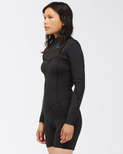 Темно-серый женский гидрокостюм с длинными рукавами и застежкой-молнией на груди 2/2mm synergy