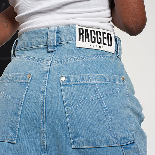  THE RAGGED PRIEST Carpenter Maxi Skirt Mid Blue