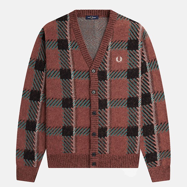  FRED PERRY GLITCH TARTAN CARDIGAN