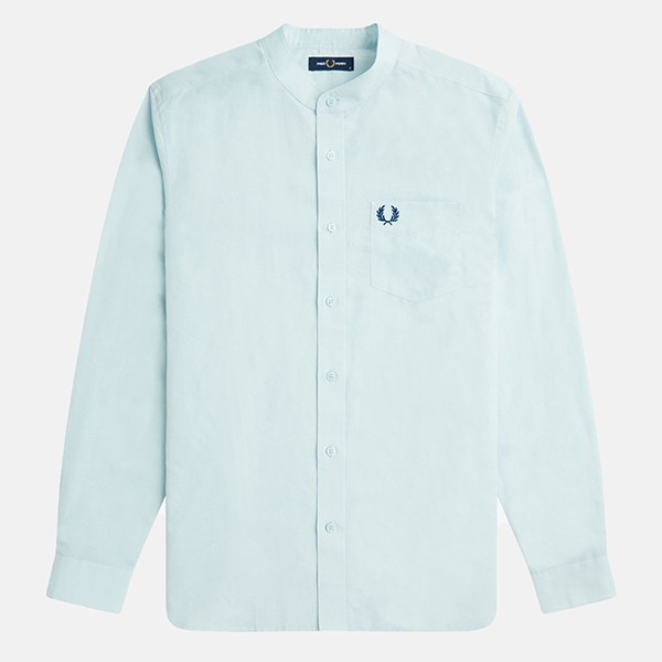  Fred Perry LINEN BLEND GRANDAD COLLAR SHI