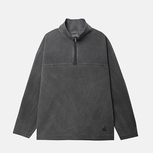   HALF ZIP GARMENT DYED
