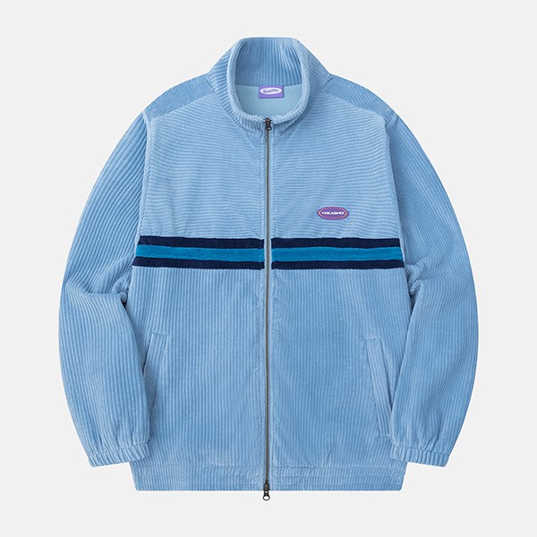 Олимпийка велюровая YMKASHIX Stripe track голубая